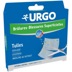 Urgo Brûlures - Blessures Superficielles 4 Tulles Stériles Grand Format
