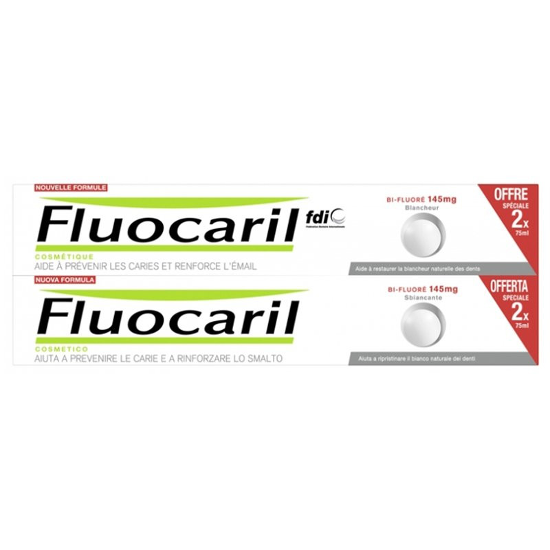 Fluocaril Dentifrice Bi-Fluoré 145mg Blancheur 2 x 75ml