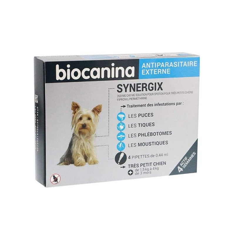Biocanina Synergix Très Petit Chien 1,5 à 4kg 4 pipettes