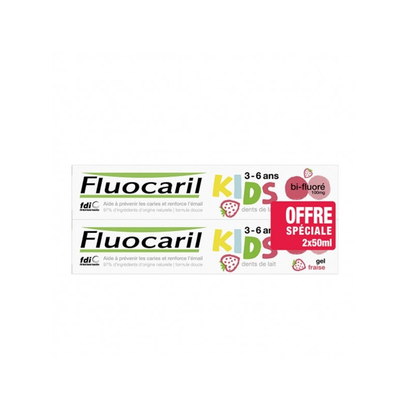 Fluocaril Gel Dent Fraise 3-6 ans 2 x 50ml
