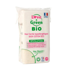 Love & Green Cotons Maxi Carrés Hypoallergéniques Bio 70 pièces
