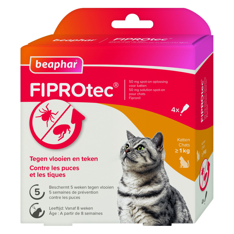 Beaphar FIPROtec Pipettes Antiparasitaires pour Chats 4x 0,5ml