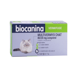 Biocanina Multivermyx Chat Vermifuge Chat de + de 1kg 2 comprimés