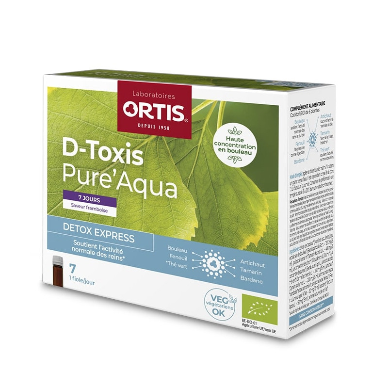 Ortis D-Toxis Pure'Aqua Detox Express Saveur Framboise Bio 7x15ml