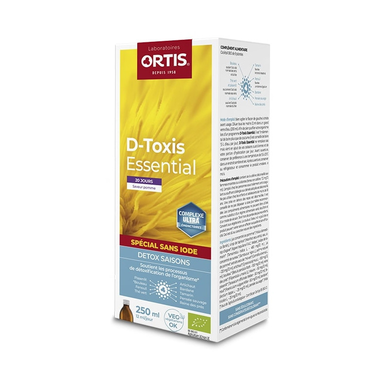 Ortis D-Toxis Essential Spécial sans Iode Saveur Pomme Bio 250ml