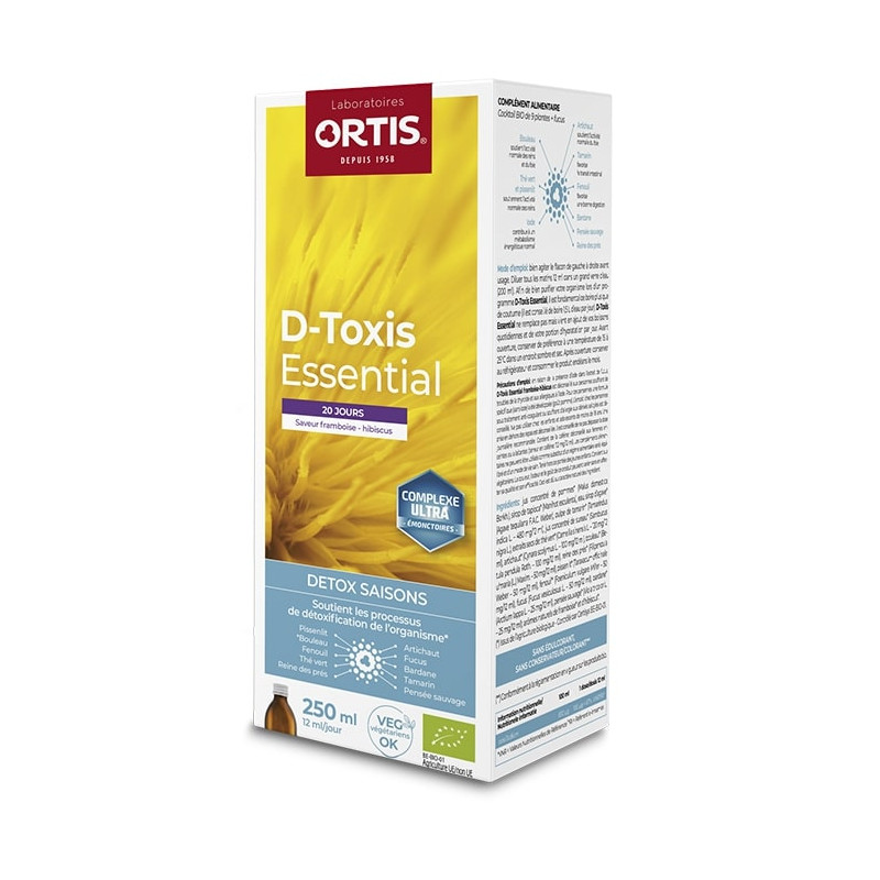 Ortis D-Toxis Essential Detox Saisons Saveur Framboise & Hibiscus Bio 250ml