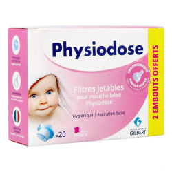 Physiodose 20 Filtres jetables pour mouche bébé + 2 embouts
