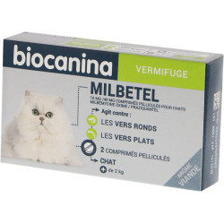 Biocanina Milbetel Vermifuge Chat + de 2kg 2 comprimés