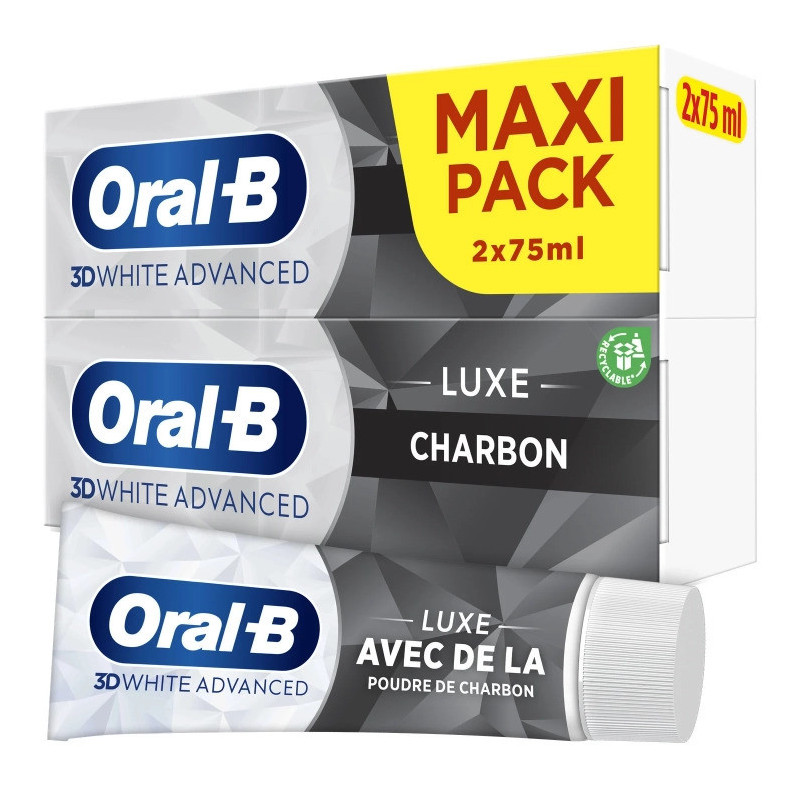 Oral B 3D White Advanced Luxe Charbon 2x75ml