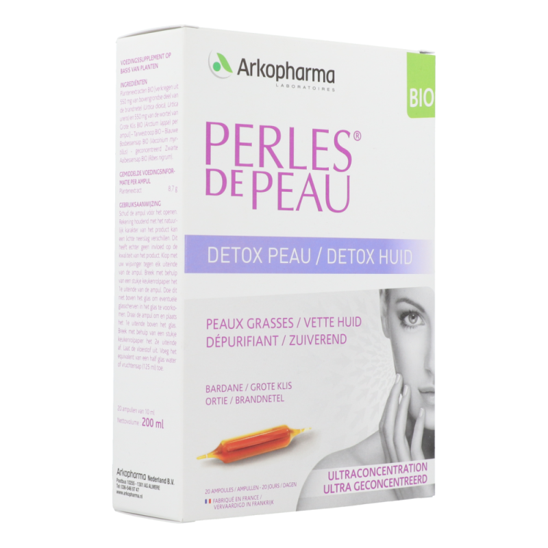 Arkopharma Pack Perles de peau Detox Peau 20 ampoules + 20 gratuites